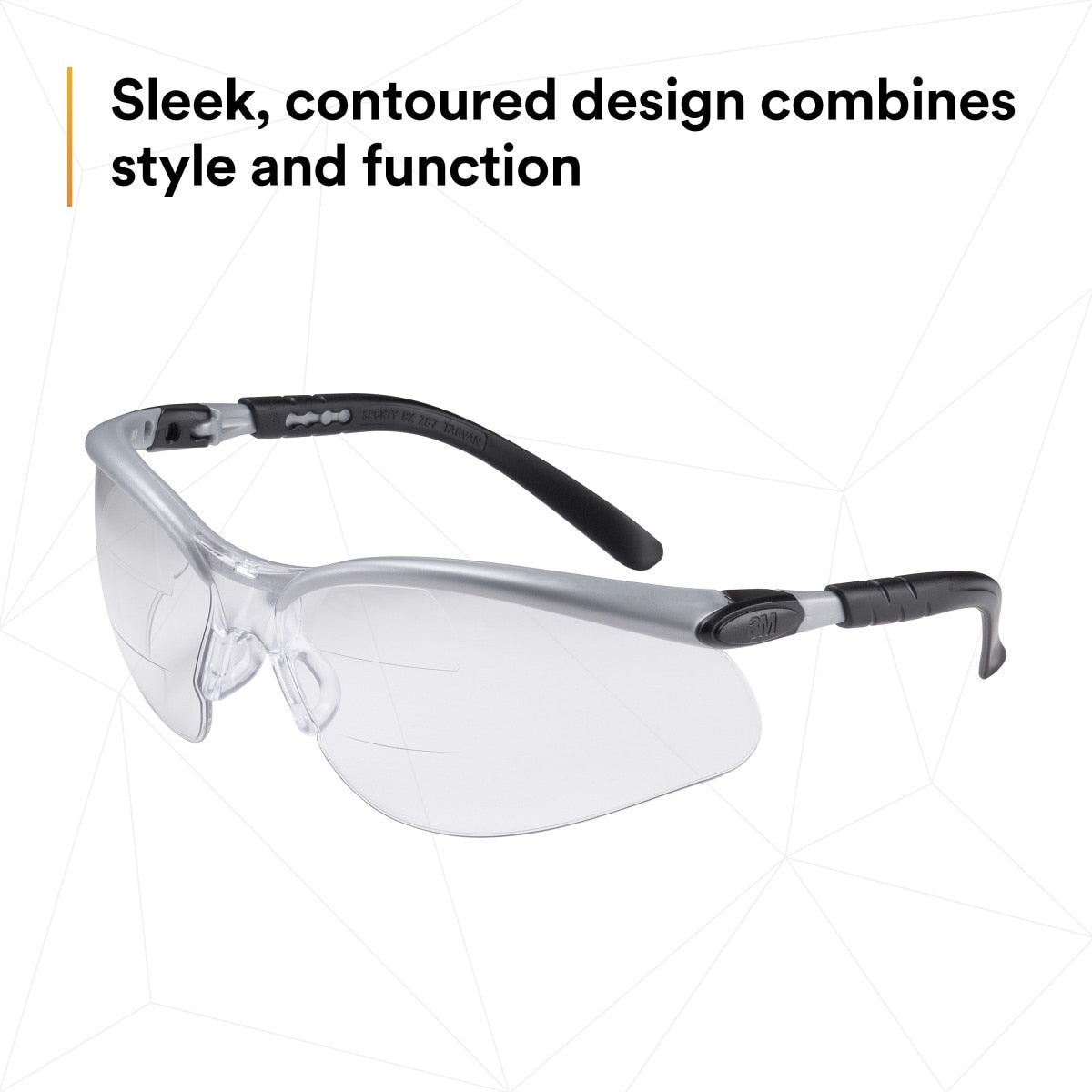 3M 11458-00000-20 BX Dual Reader Protective Safety Glasses, +2.0 Diopter, Anti-Fog Clear Lens, Silver/Black Frame (7000127662) (20 Pack) - 8