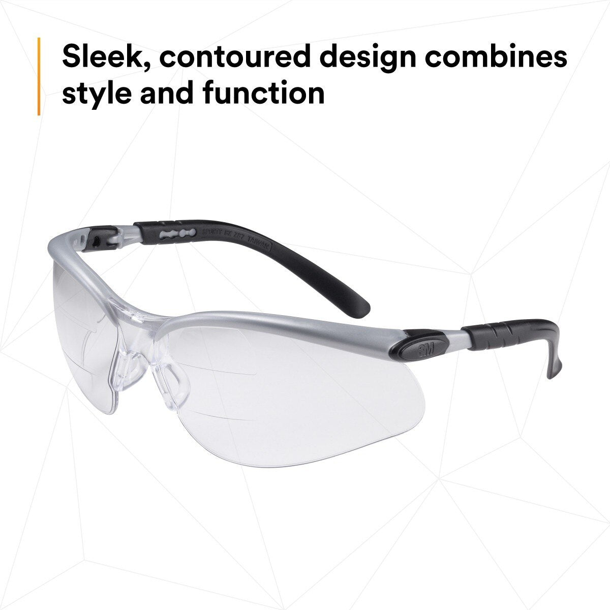 3M 11459-00000-20 BX Dual Reader Safety Glasses, ANSI Z87.1, Anti-Fog Clear Lens, Silver/Black Frame, +2.5 Diopter (7000127663) (20 Pack) - 8