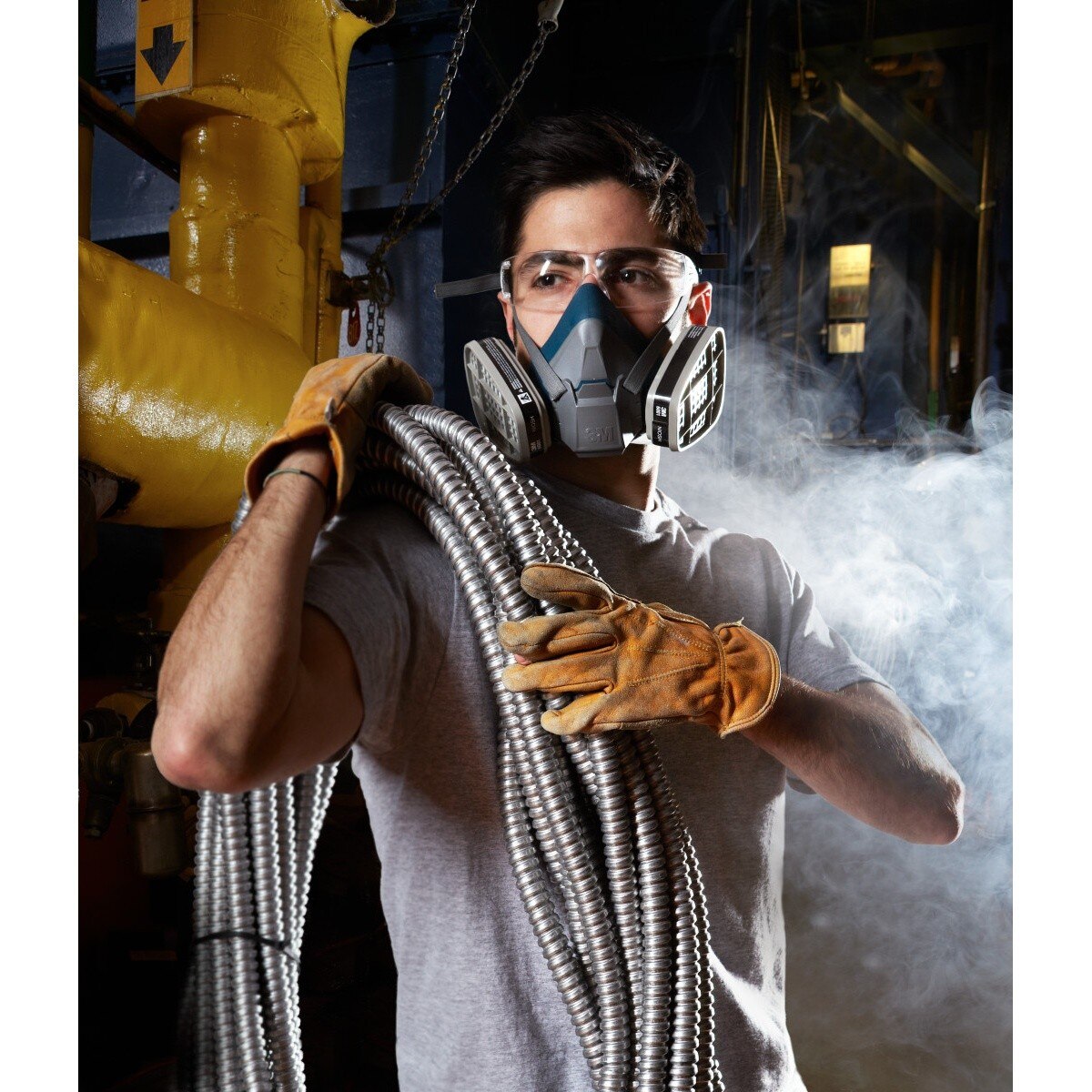 3M 6503 Rugged Comfort Half Facepiece Reusable Respirator, NIOSH, Cool Flow Valve, Silicone Faceseal, Large, Gray (7000128240) (10 Pack) - 5