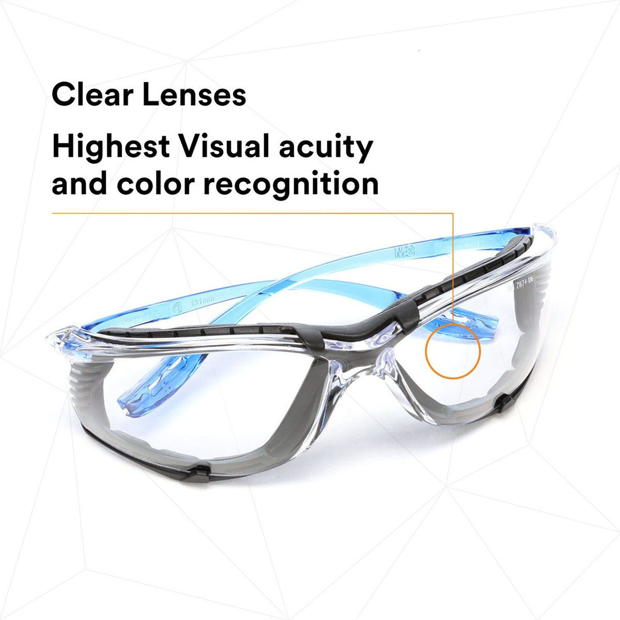 3M 11872 Virtua Safety Glasses, Anti-Fog, Clear Lens, Blue Frame, Removable Foam Gasket, Cord Control System, ANSI Z87 (7000128259) - 8