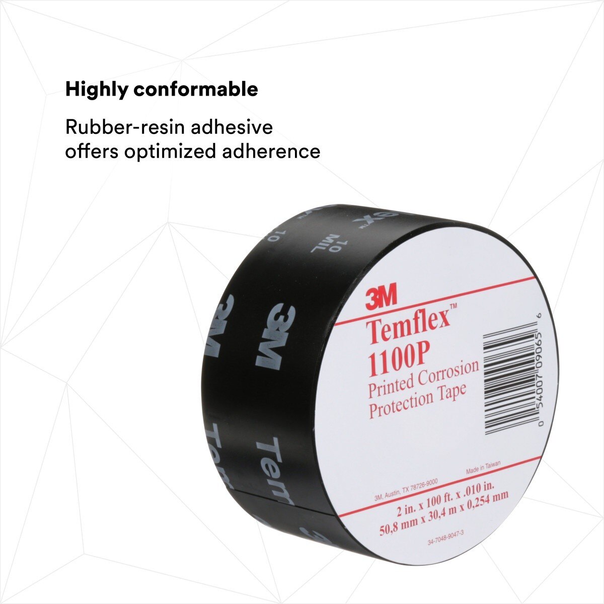 3M 1100P-2X100FT Temflex Vinyl Corrosion Protection Tape 1100 Printed Black 2 in x 100 ft (7000132166) (24 Pack) - 4
