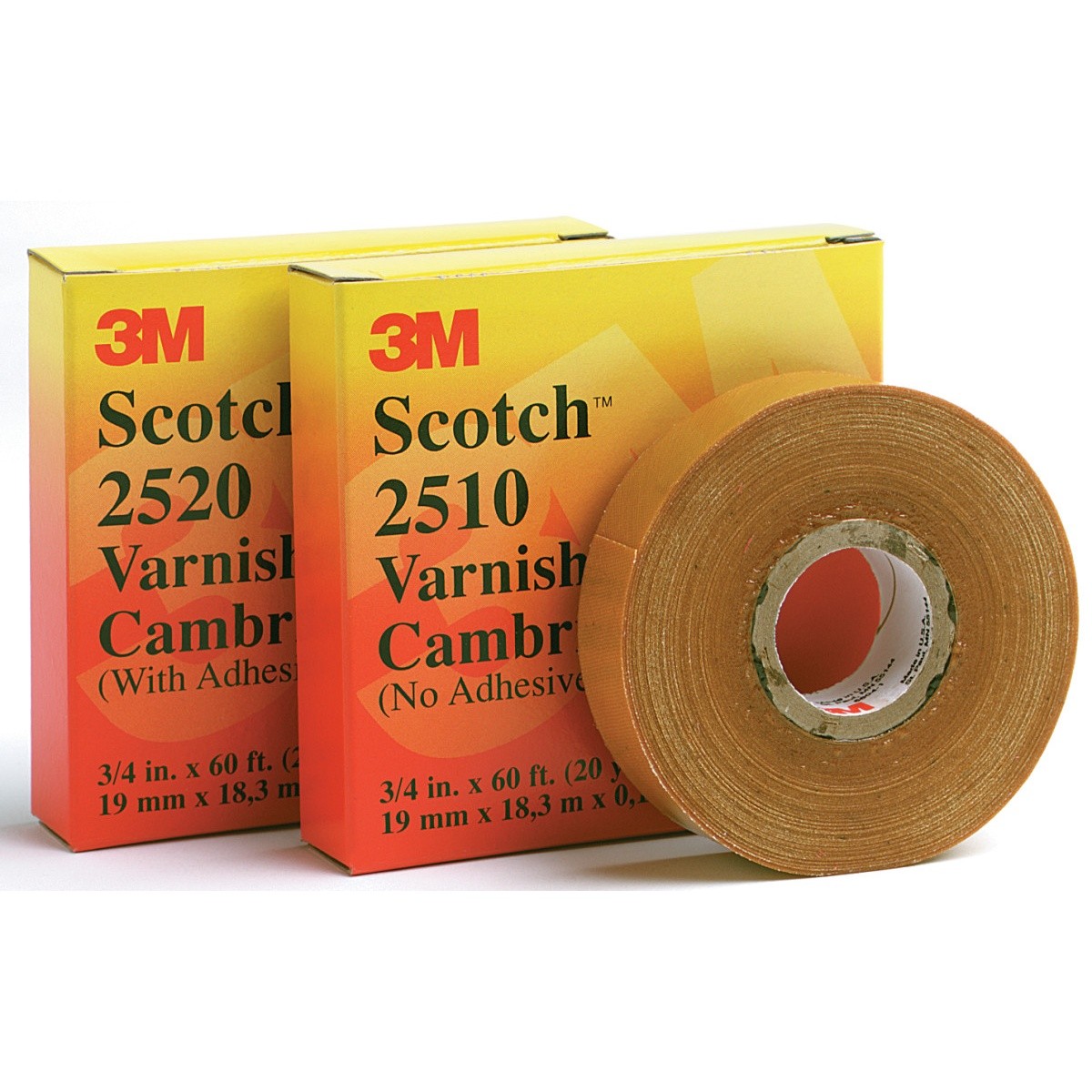 3M 2510-1X36YD-K Scotch Varnished Cambric Tape Non Adhesive Electrical Insulating Tape Yellow 1 in x 36 yd (7000132186) (36 Pack)