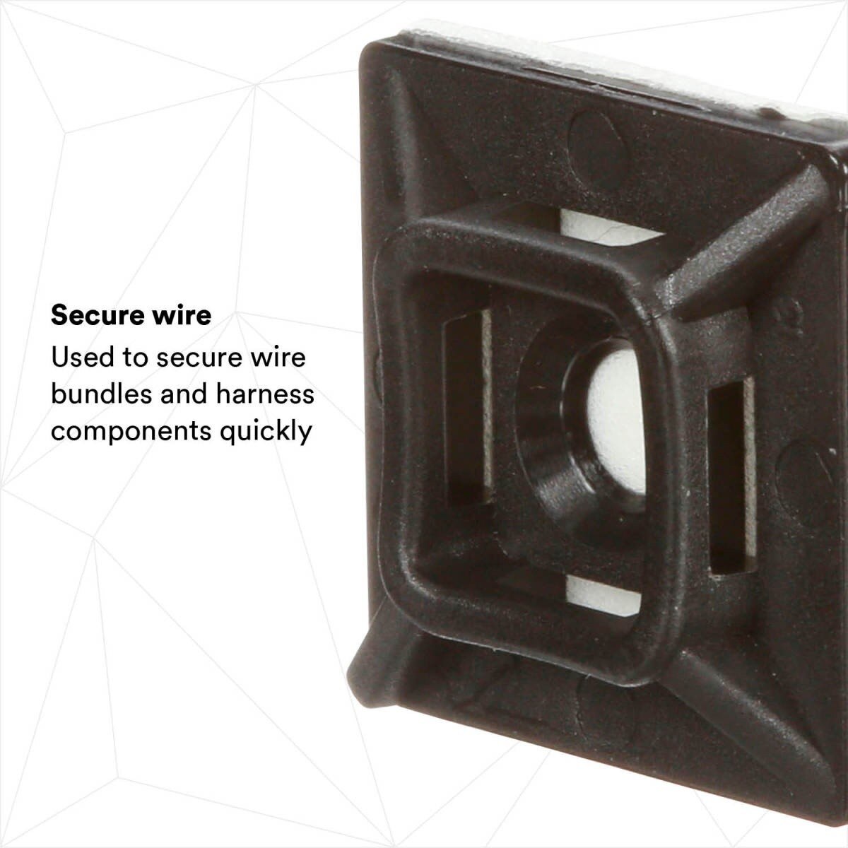 3M CTB75X75BKA-C Cable Tie Mounting Base, 4-Way Adhesive Mount, Black, Nylon, 3/4 in x 3/4 in (7000132457) (500 Pack) - 2