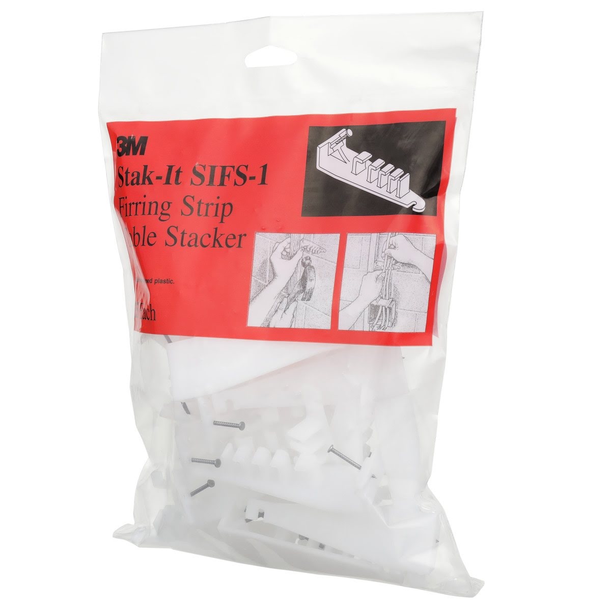 3M SIFS-1 Furring Strip Cable Stacker, Electrical Wire Spacer and Support, White (7000132474) (250 Pack) - 7