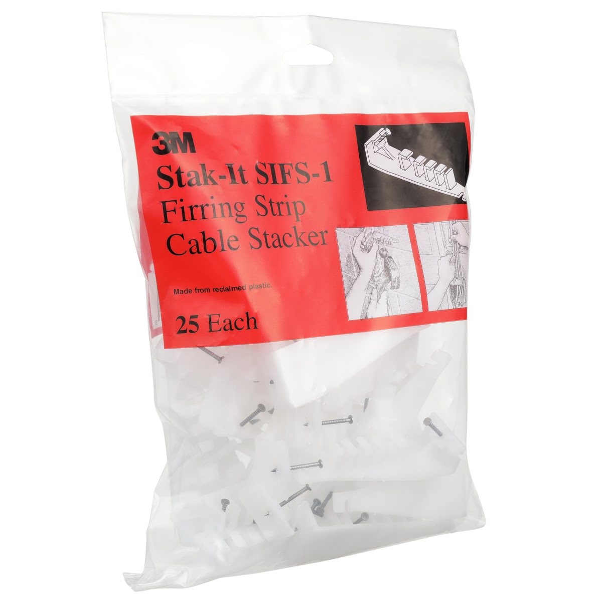 3M SIFS-1 Furring Strip Cable Stacker, Electrical Wire Spacer and Support, White (7000132474) (250 Pack) - 8