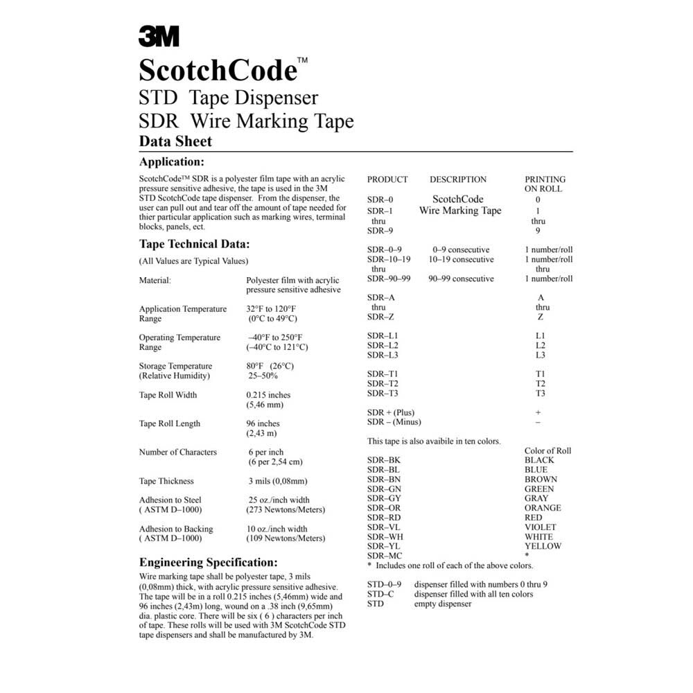 3M 7000132530 ScotchCode Wire Marker Tape Refill Roll SDR-BK Black (10 Pack) - 2