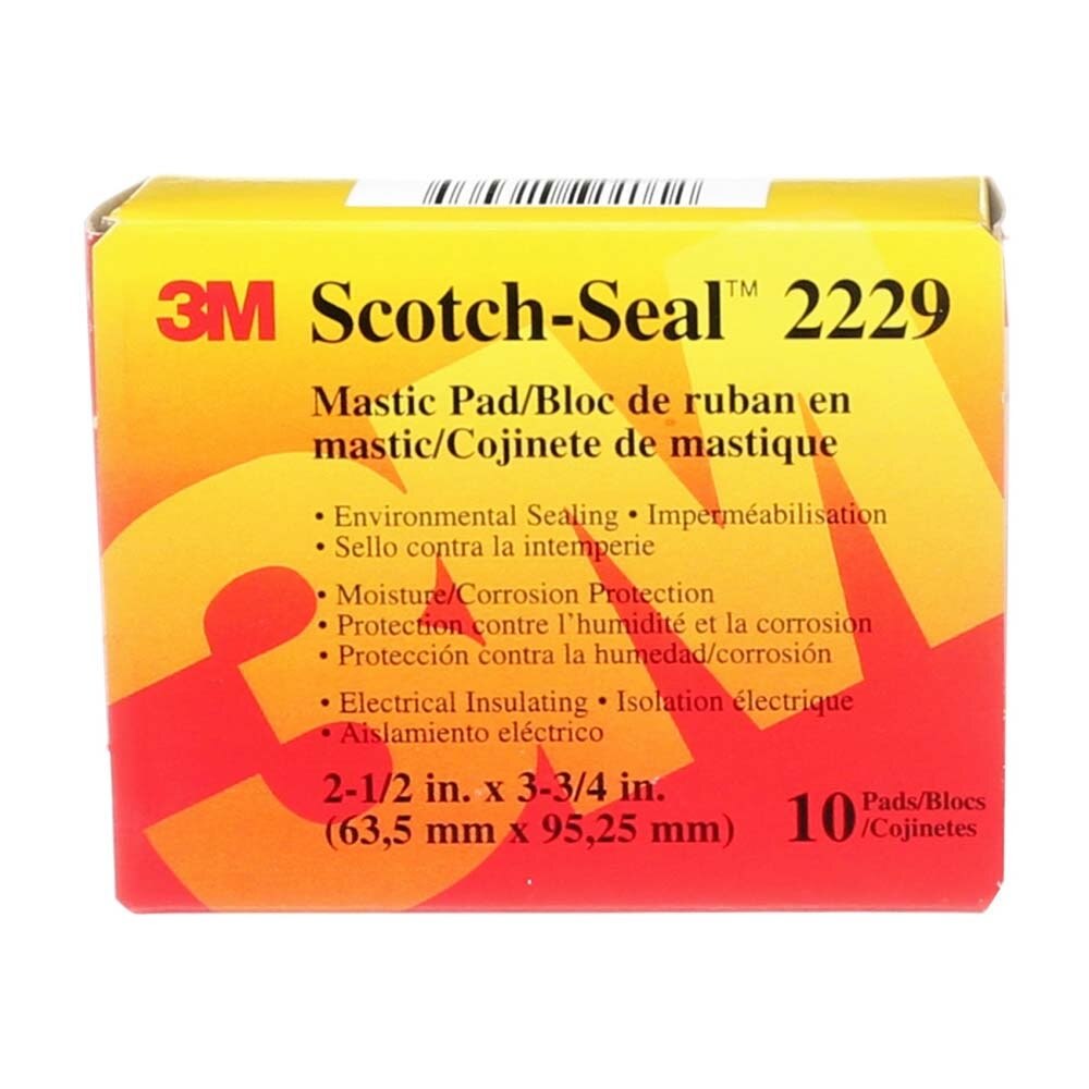 3M 7000132544 Scotch-Seal Mastic Tape Compound 2229, Black, Easy Release Liner, Used for Electrical Insulating, Padding and Sealing in Adverse Conditions, Pads (10 Pack) - 2