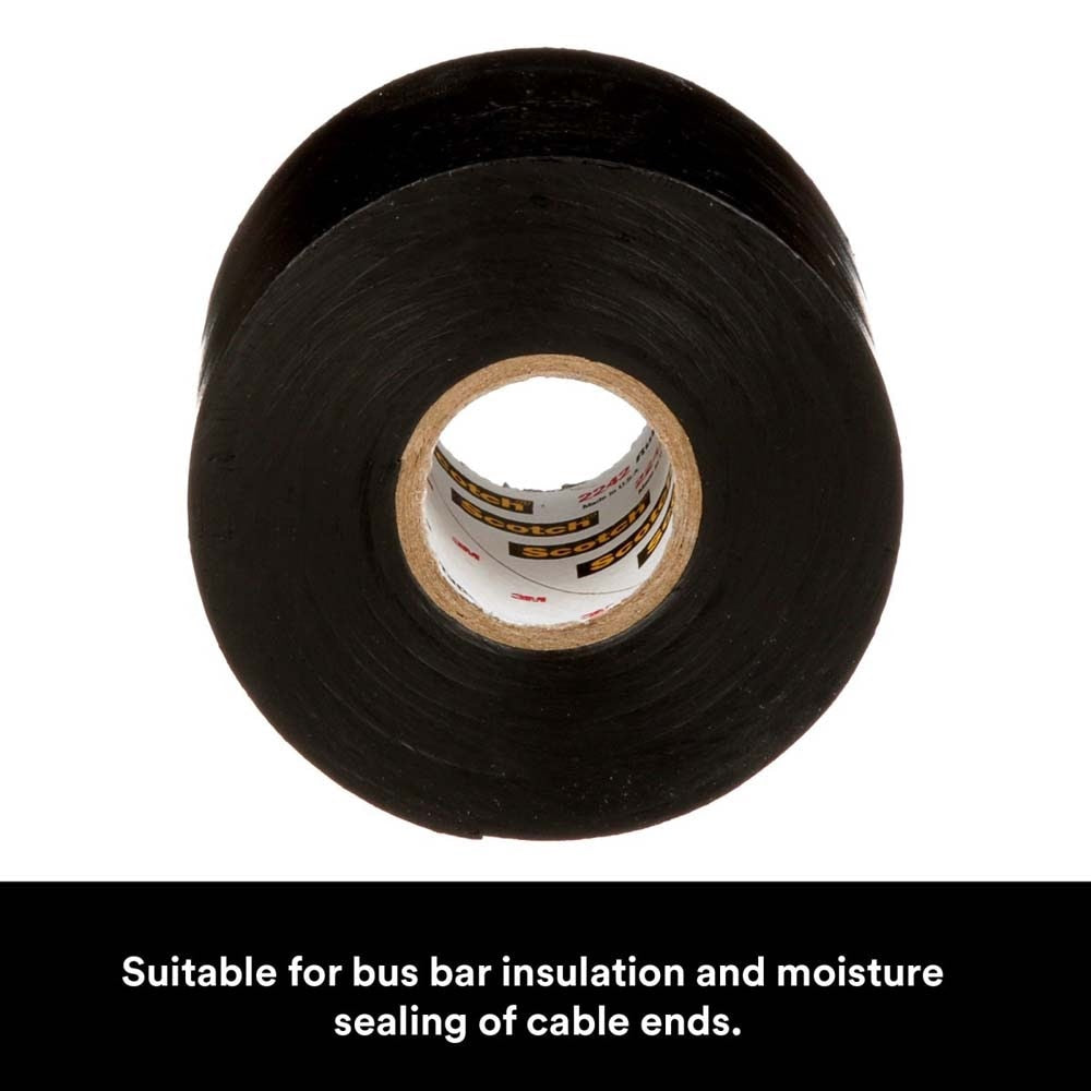 3M 2242-2X15FT Linerless Electrical Rubber Tape 2242, Black, General Purpose Self-Fusing Insulating Tape (7000132759) (8 Pack) - 10