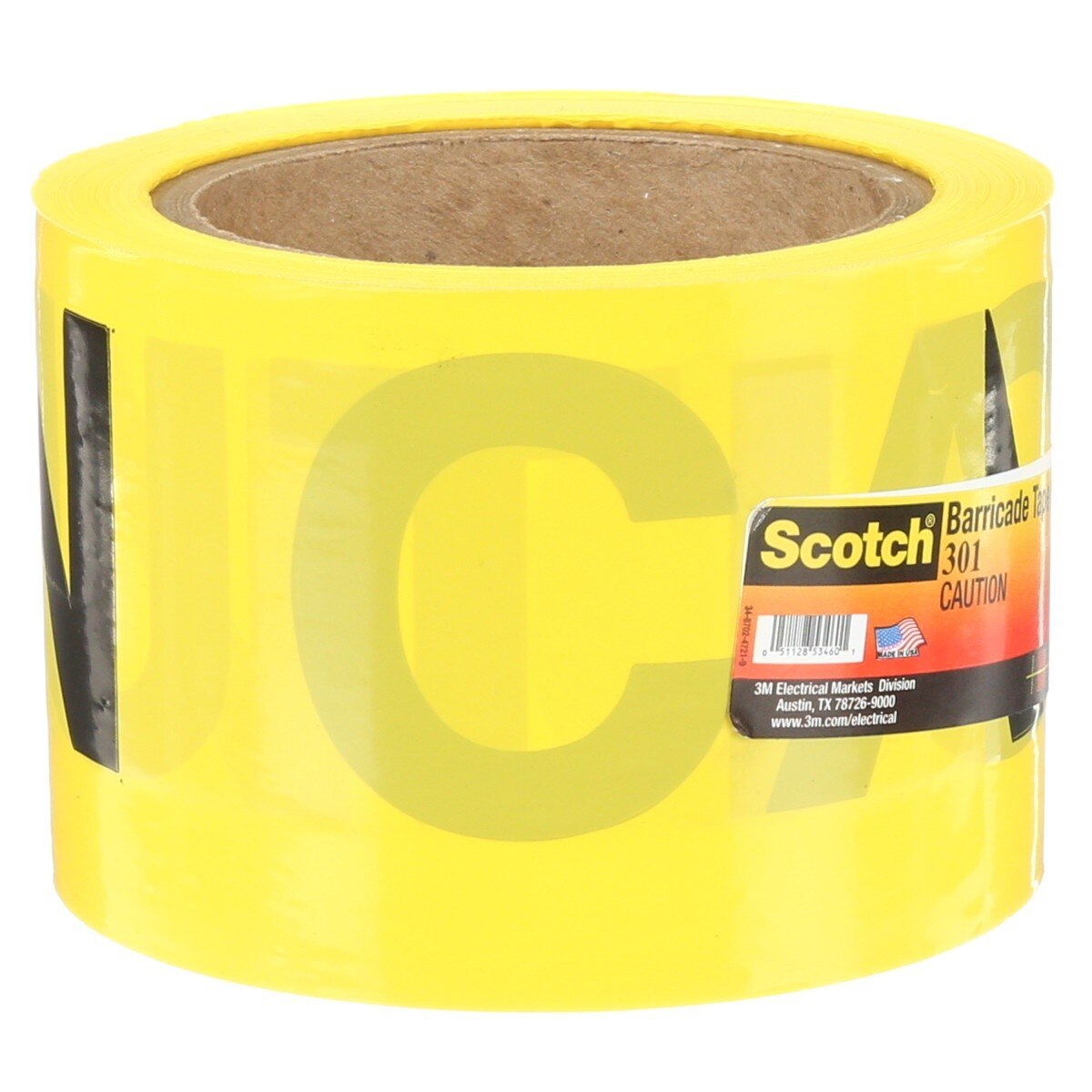 3M 301-Y-3X300FT Scotch Barricade Tape 301, CAUTION, Non-adhesive, Yellow, 3 in x 300 ft (7000132914) - 4