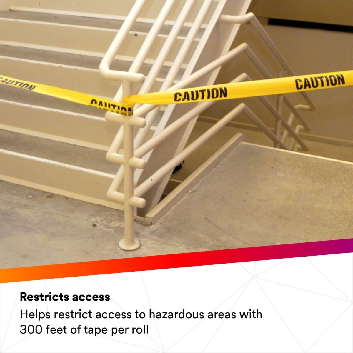 3M 301-Y-3X300FT Scotch Barricade Tape 301, CAUTION, Non-adhesive, Yellow, 3 in x 300 ft (7000132914) - 9