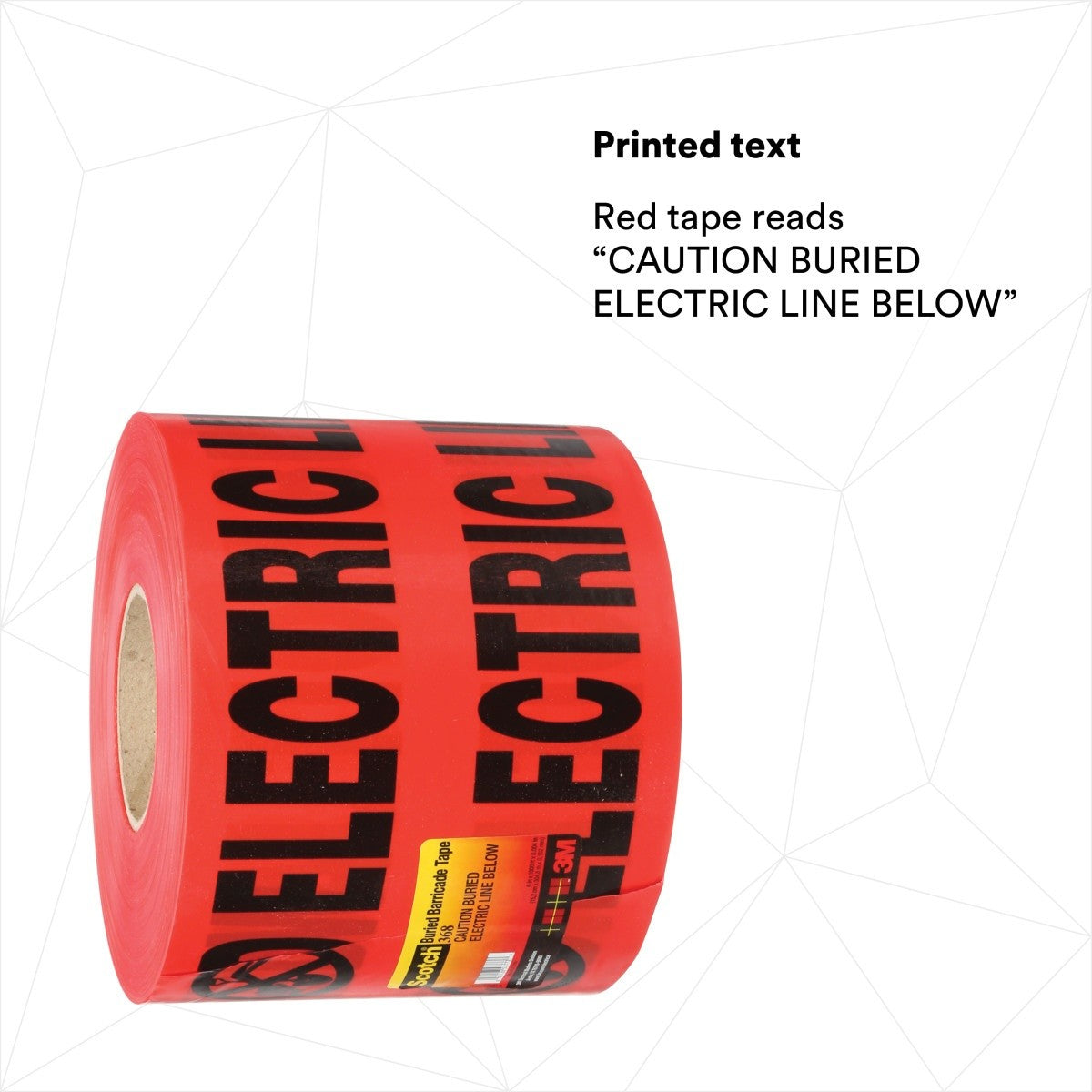 3M 368-R-6X1000FT Scotch Buried Barricade Tape CAUTION BURIED ELECTRIC LINE BELOW Red 6 in x 1000 ft (7000133186) (4 Pack) - 4