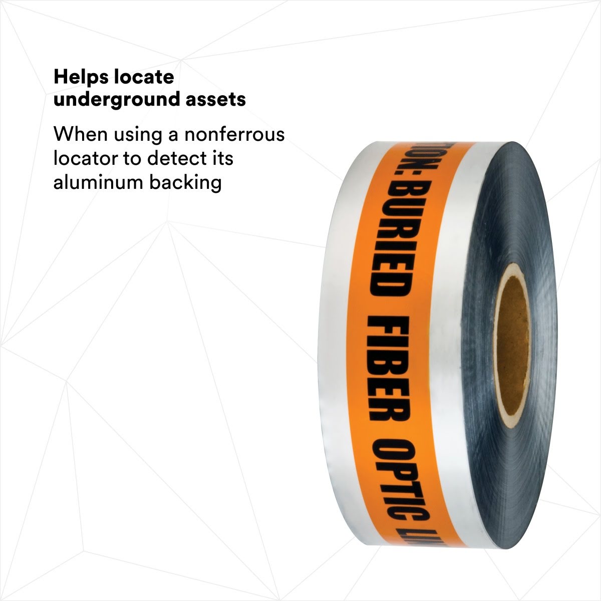 3M 407-O-3X1000FT Scotch Detectable Buried Barricade Tape 407 CAUTION BURIED FIBER OPTIC LINE BELOW 3 in x 1000 ft Orange (7000133191) (8 Pack) - 2