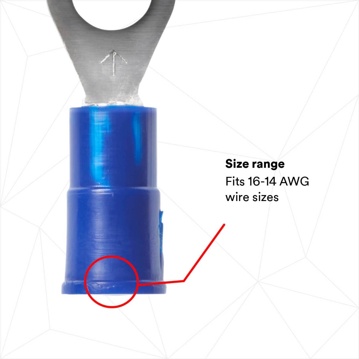3M MVU14-10RX Ring Vinyl Insulated Ring Tongue Terminal, Standard Style, Tin Plated, Crimp Type, Blue, 16-14 AWG, Stud Size 10 (7000133366) - 5