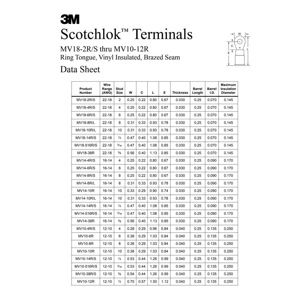 3M MV10-38R/SX Scotchlok Ring Vinyl Insulated (7000133421) (50 Pack) - 2