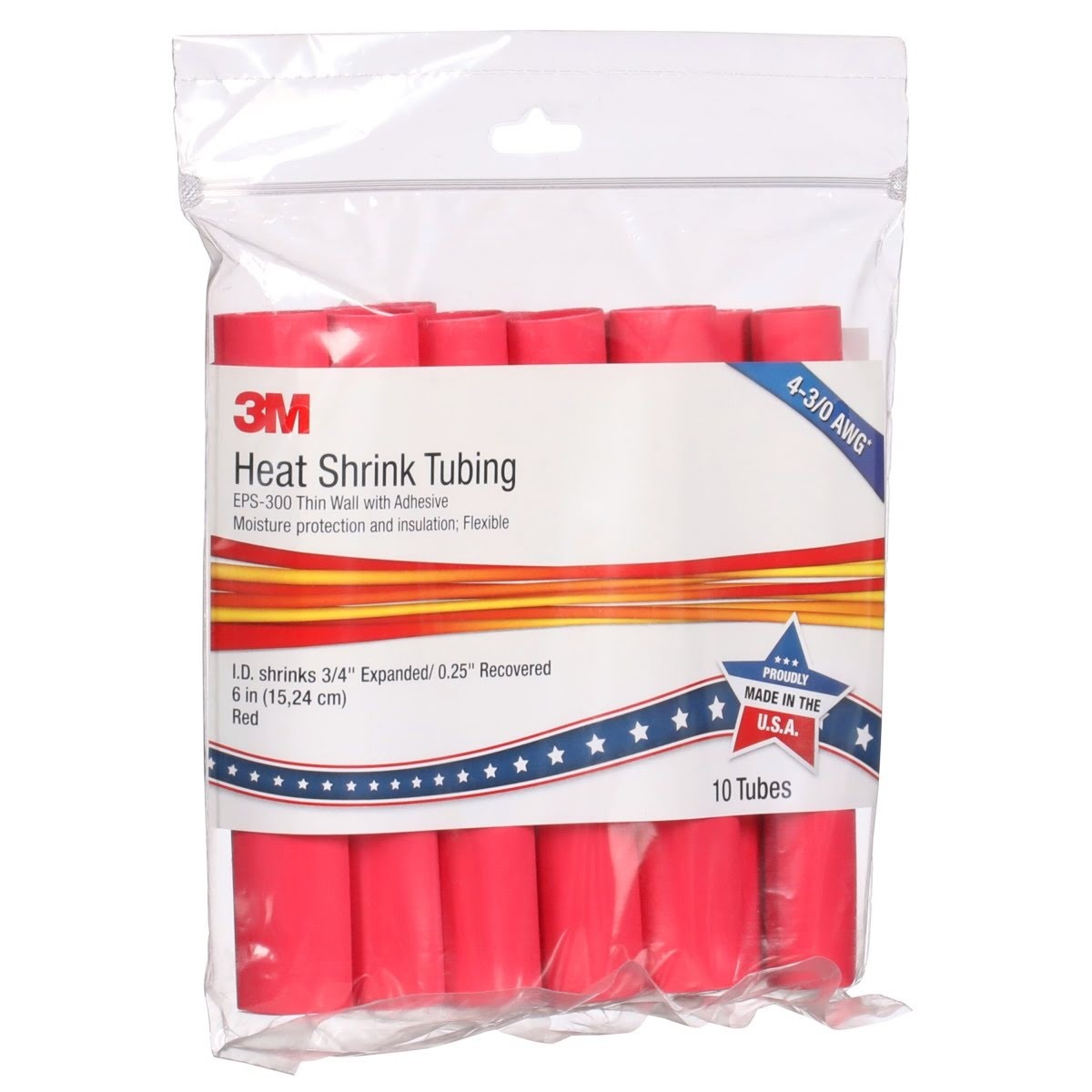 3M E30.750RD6"P Thin-Wall Heat Shrink Tubing EPS-300 Adhesive-Lined Red 3/4 in x 6 in Sticks (7000133686) (100 Pack) - 6