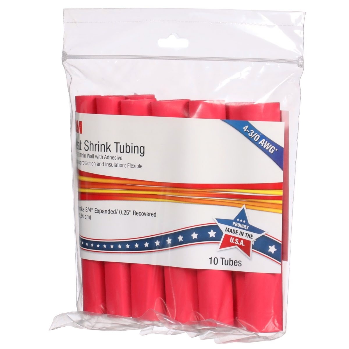 3M E30.750RD6"P Thin-Wall Heat Shrink Tubing EPS-300 Adhesive-Lined Red 3/4 in x 6 in Sticks (7000133686) (100 Pack) - 7