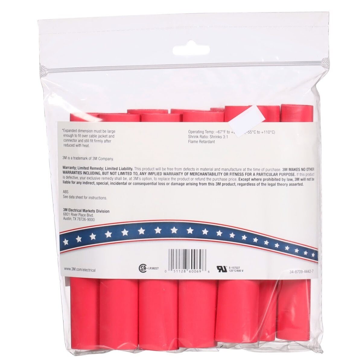 3M E30.750RD6"P Thin-Wall Heat Shrink Tubing EPS-300 Adhesive-Lined Red 3/4 in x 6 in Sticks (7000133686) (100 Pack) - 8