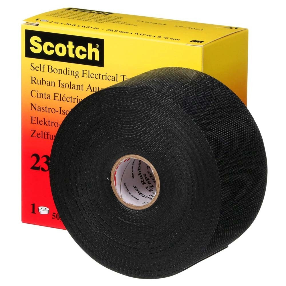 3M 7000138512 Scotch Rubber Splicing Tape 23, Black, 2 in x 30 ft - 6