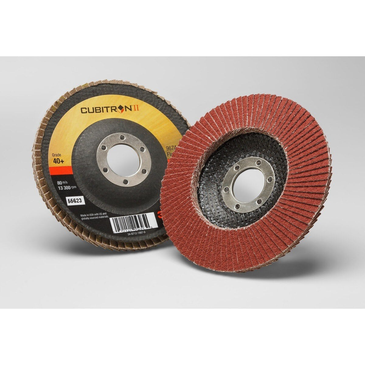 3M 967A Cubitron II Flap Disc, 40+, T29, 4-1/2 in x 7/8 in (7000148187) (10 Pack)