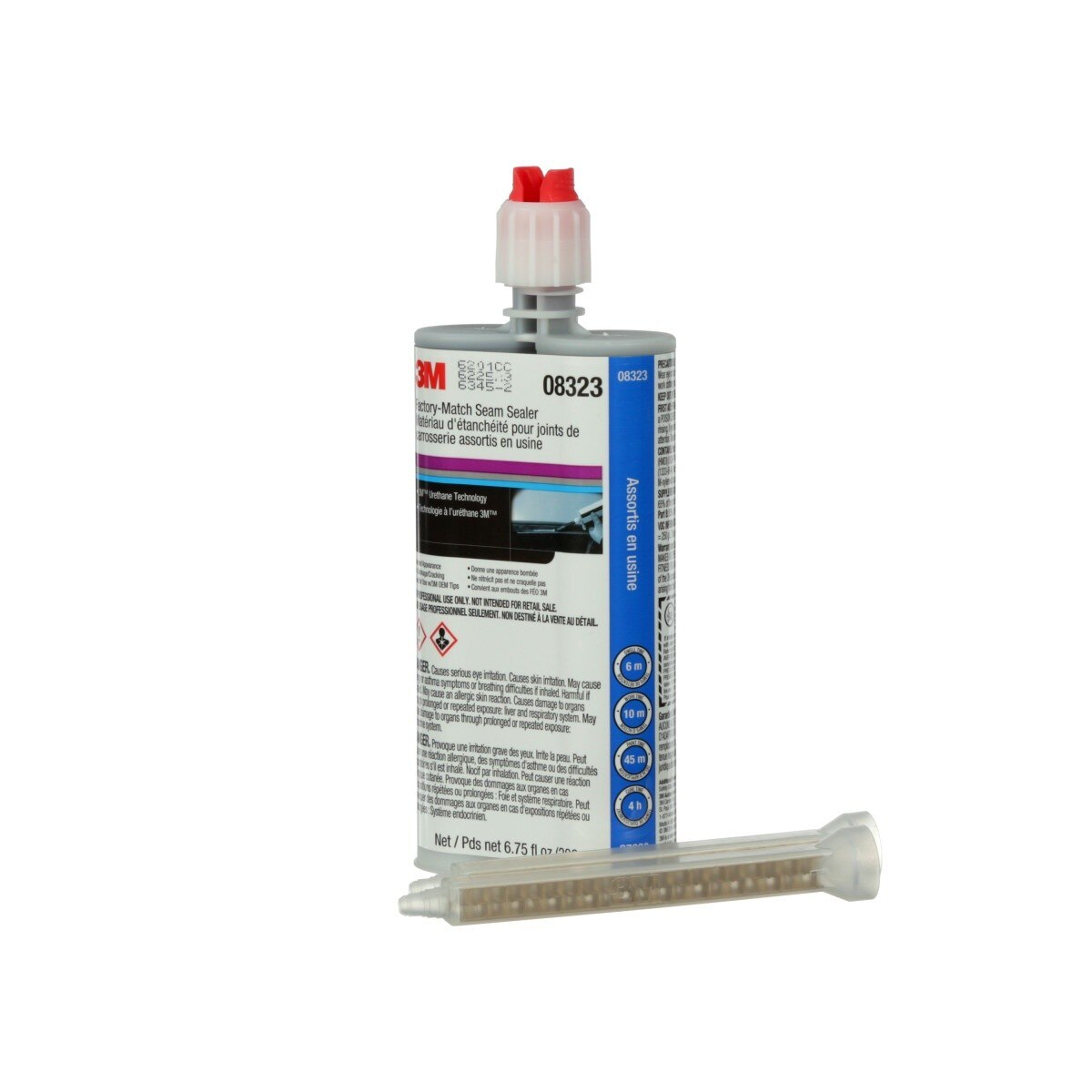 3M Factory-Match Seam Sealer, Two-Part Urethane, Medium/High Viscosity, Black, 200 mL/6.75 fl oz Cartridge (08323) (7000148202) (6 Pack) - 3