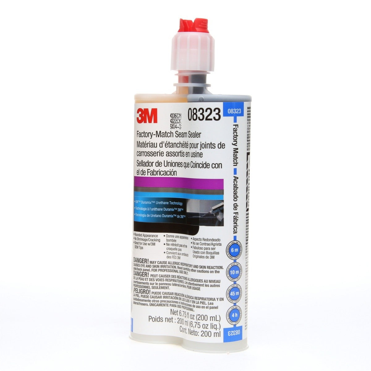 3M Factory-Match Seam Sealer, Two-Part Urethane, Medium/High Viscosity, Black, 200 mL/6.75 fl oz Cartridge (08323) (7000148202) (6 Pack) - 4