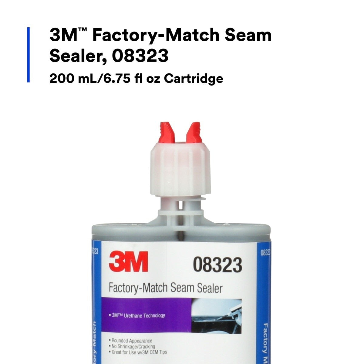 3M Factory-Match Seam Sealer, Two-Part Urethane, Medium/High Viscosity, Black, 200 mL/6.75 fl oz Cartridge (08323) (7000148202) (6 Pack) - 6