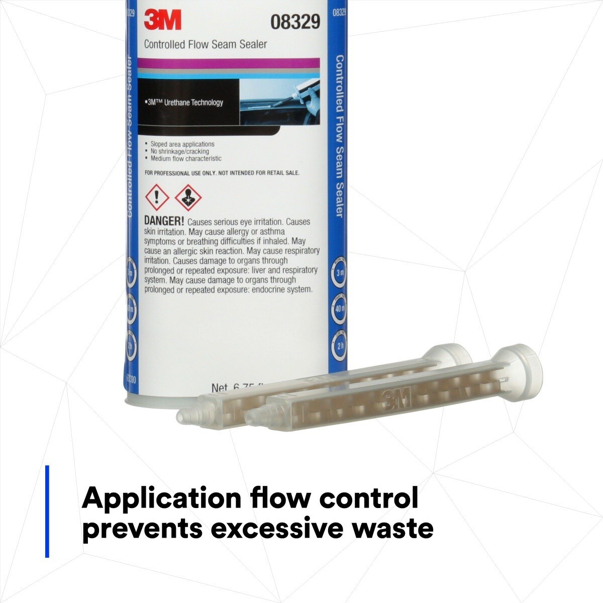 3M 08329 Controlled-Flow Seam Sealer, Solvent Free, Weather Resistant, Urethane, Black, 200 mL/6.75 fl oz Cartridge (7000148203) (6 Pack) - 10