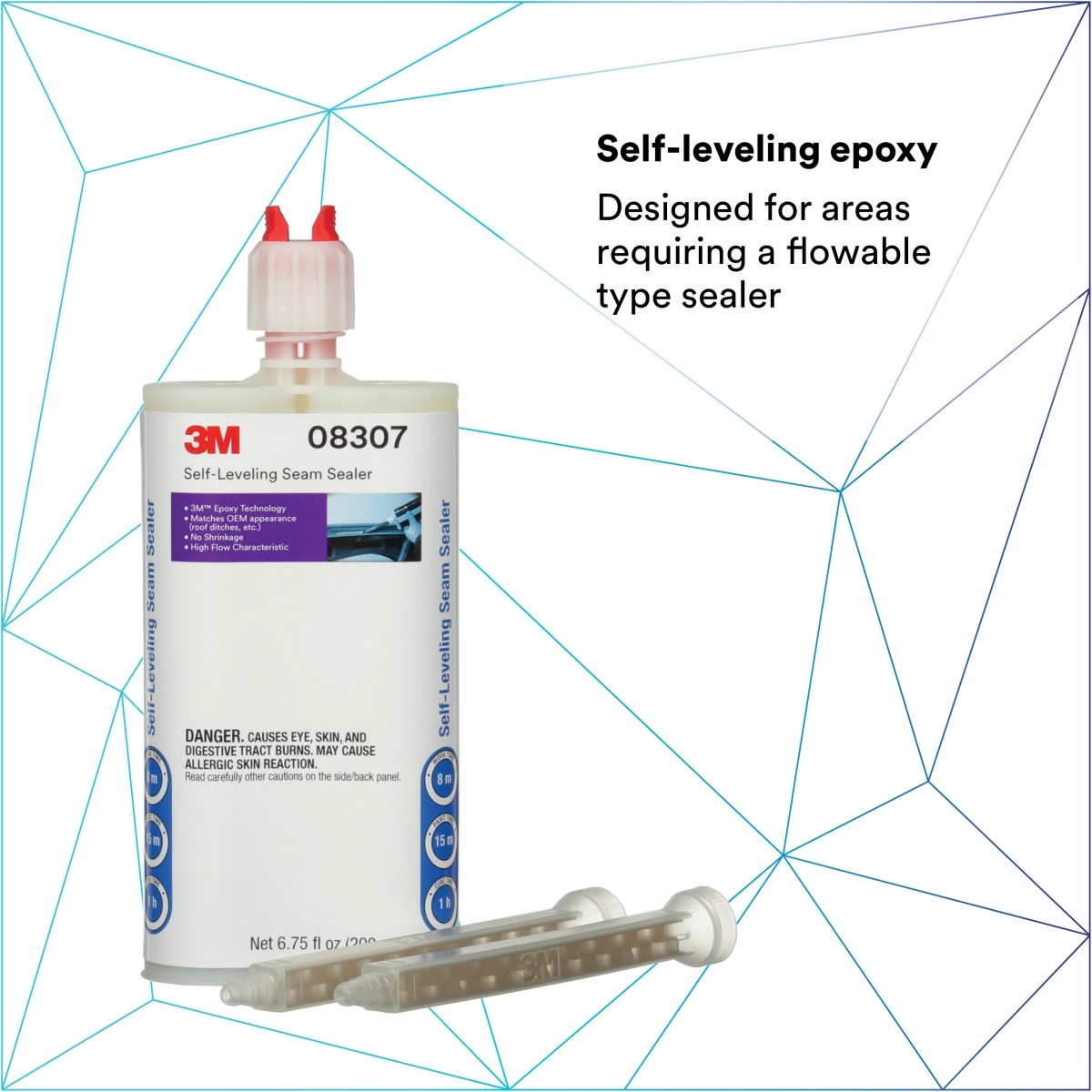 3M 08307 Self-Leveling Seam Sealer Two-Part Epoxy, Transparent, 200 mL/6.75 fl oz Cartridge, Quick Curing (7000148242) (6 Pack) - 5