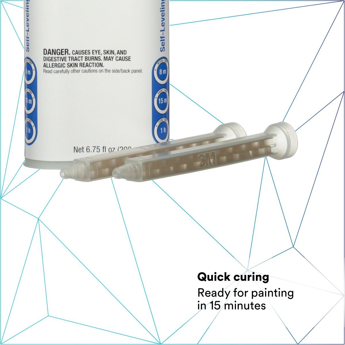 3M 08307 Self-Leveling Seam Sealer Two-Part Epoxy, Transparent, 200 mL/6.75 fl oz Cartridge, Quick Curing (7000148242) (6 Pack) - 7