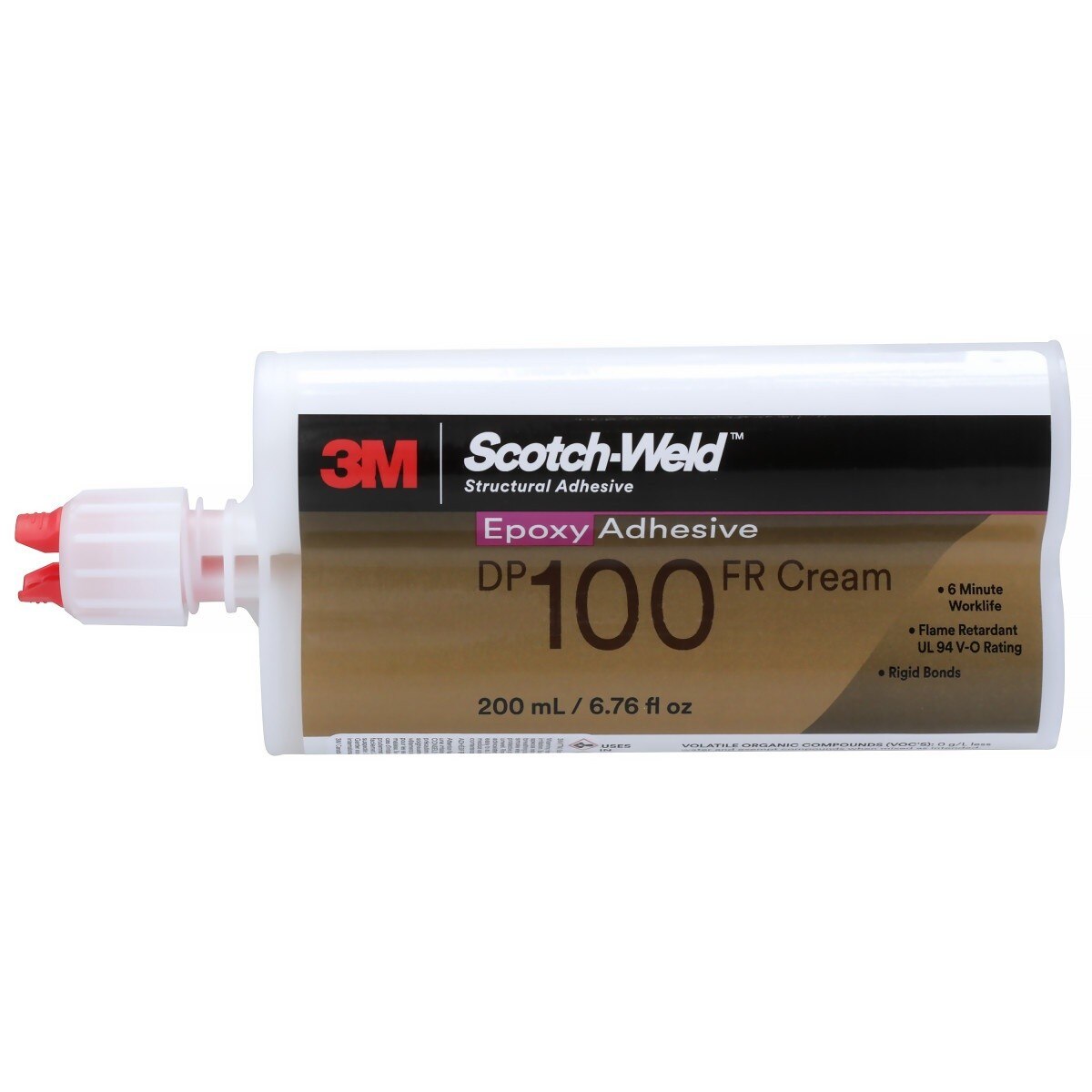 3M DP100FR Epoxy Adhesive, Flame Retardant, Cream, 200 mL Duo-Pak Cartridge (100FR) (7000148268) (12 Pack) - 2