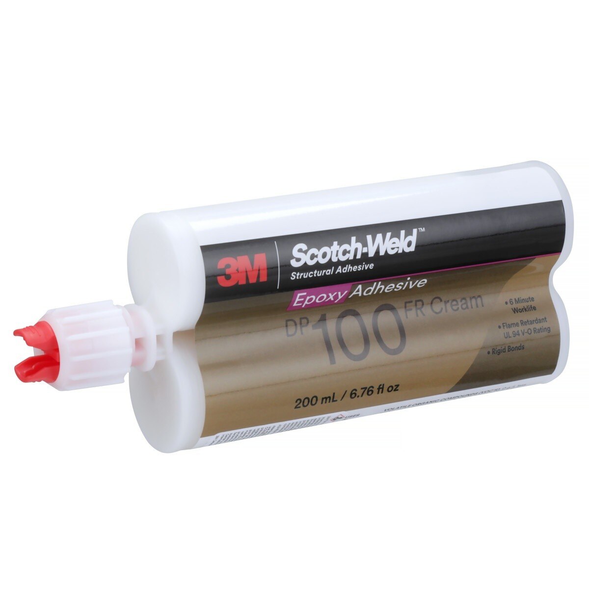 3M DP100FR Epoxy Adhesive, Flame Retardant, Cream, 200 mL Duo-Pak Cartridge (100FR) (7000148268) (12 Pack) - 3