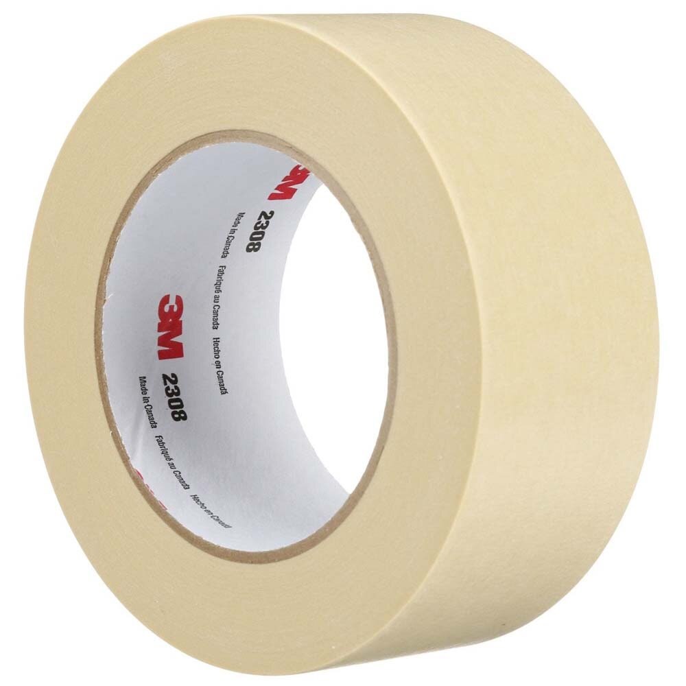 3M 2308 Masking Tape , Tan, 48 mm x 55 m, 5.3 mil (7000148381) (24 Pack)