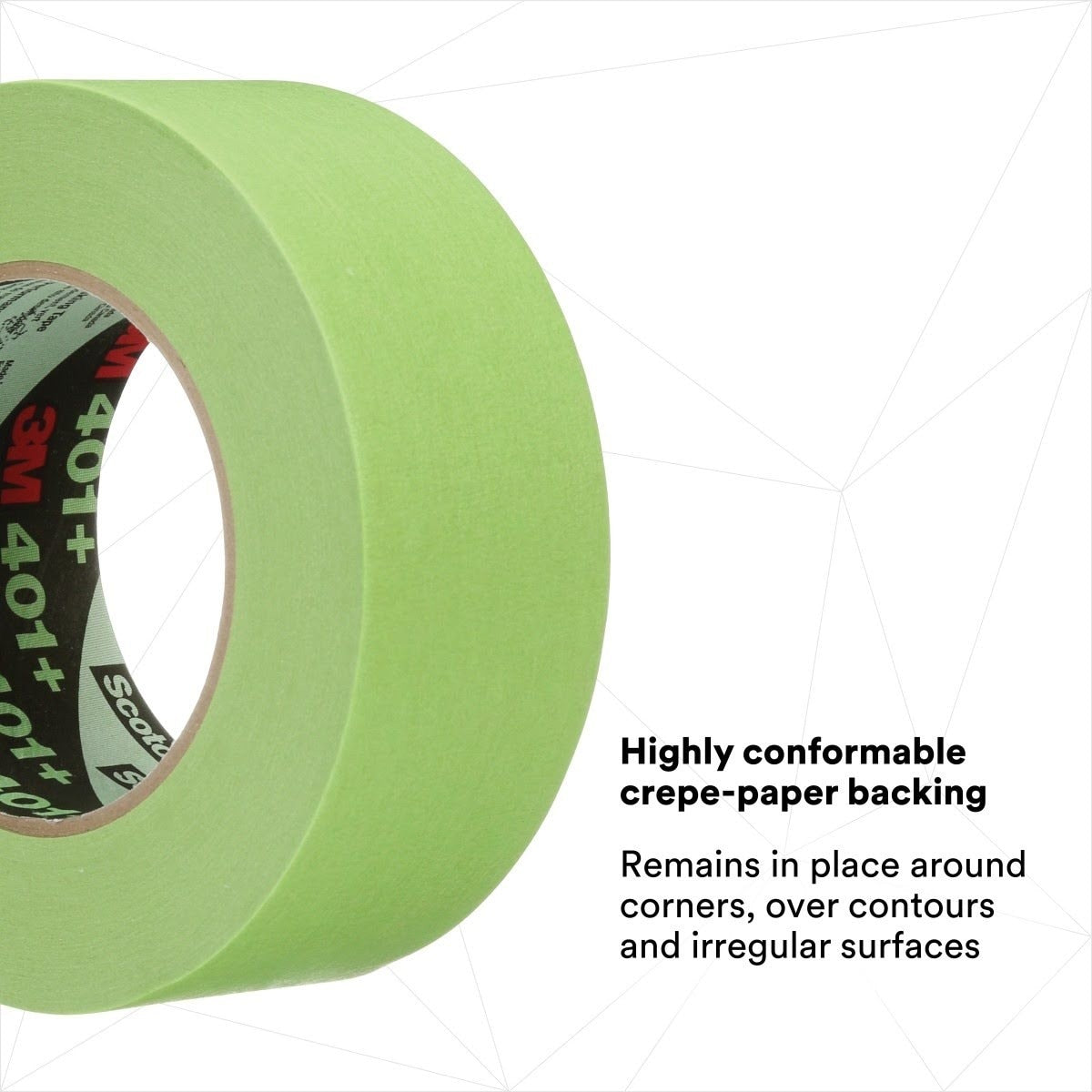3M 401+ Scotch High Performance Green Masking Tape, Superior Adhesion, Clean Removal, Paint Bleed Resistant, Green, 48 mm x 55 m (401+ IW) (7000148424) (12 Pack) - 2