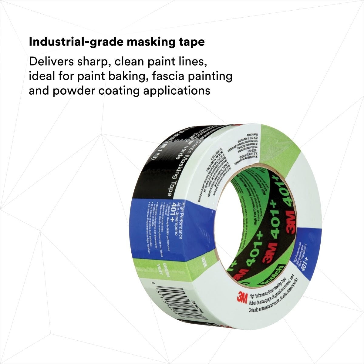3M 401+ Scotch High Performance Green Masking Tape, Superior Adhesion, Clean Removal, Paint Bleed Resistant, Green, 48 mm x 55 m (401+ IW) (7000148424) (12 Pack) - 3