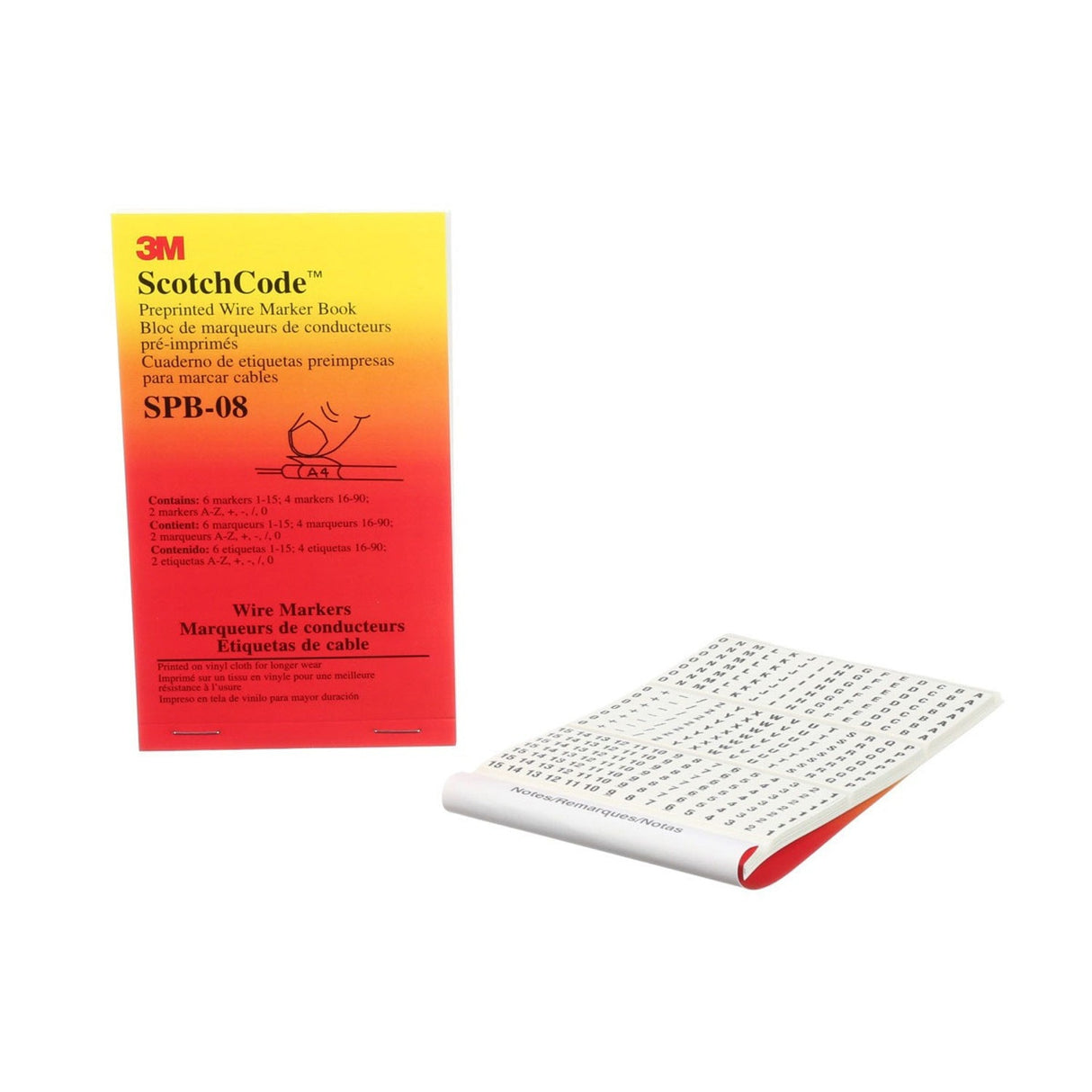 3M ScotchCode Pre-Printed Wire Marker Book Black Print on White Background (SPB-08) (7000148836) (5 Pack)