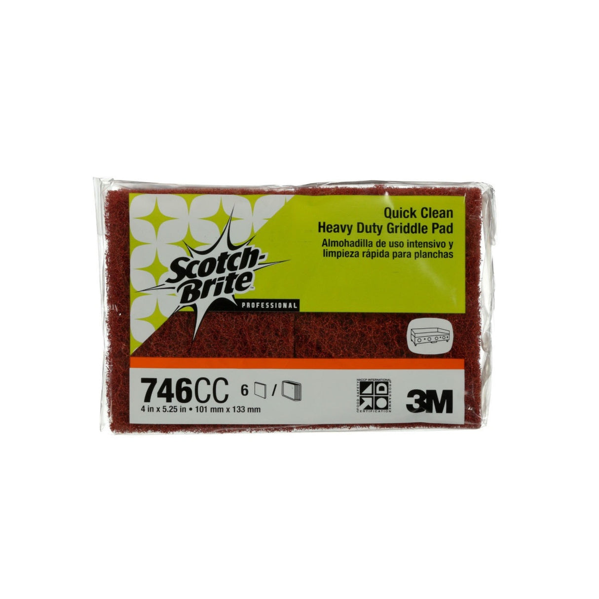 3M Scotch-Brite Quick Clean Heavy Duty Griddle Pad, Heat Resistant Scouring Pad, Orange, 4 in x 5-1/4 in (7010028963) (36 Pack) - 2