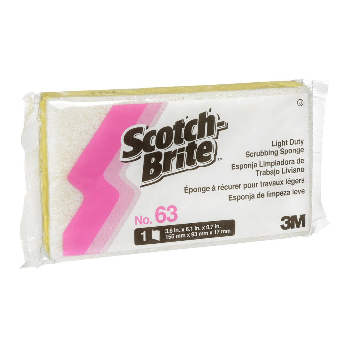 3M Scotch-Brite Light Duty Scrub Sponge, White Yellow, 6-3/32 in x 3-19/32 in x 11/16 in (7010029000) (20 Pack) - 3