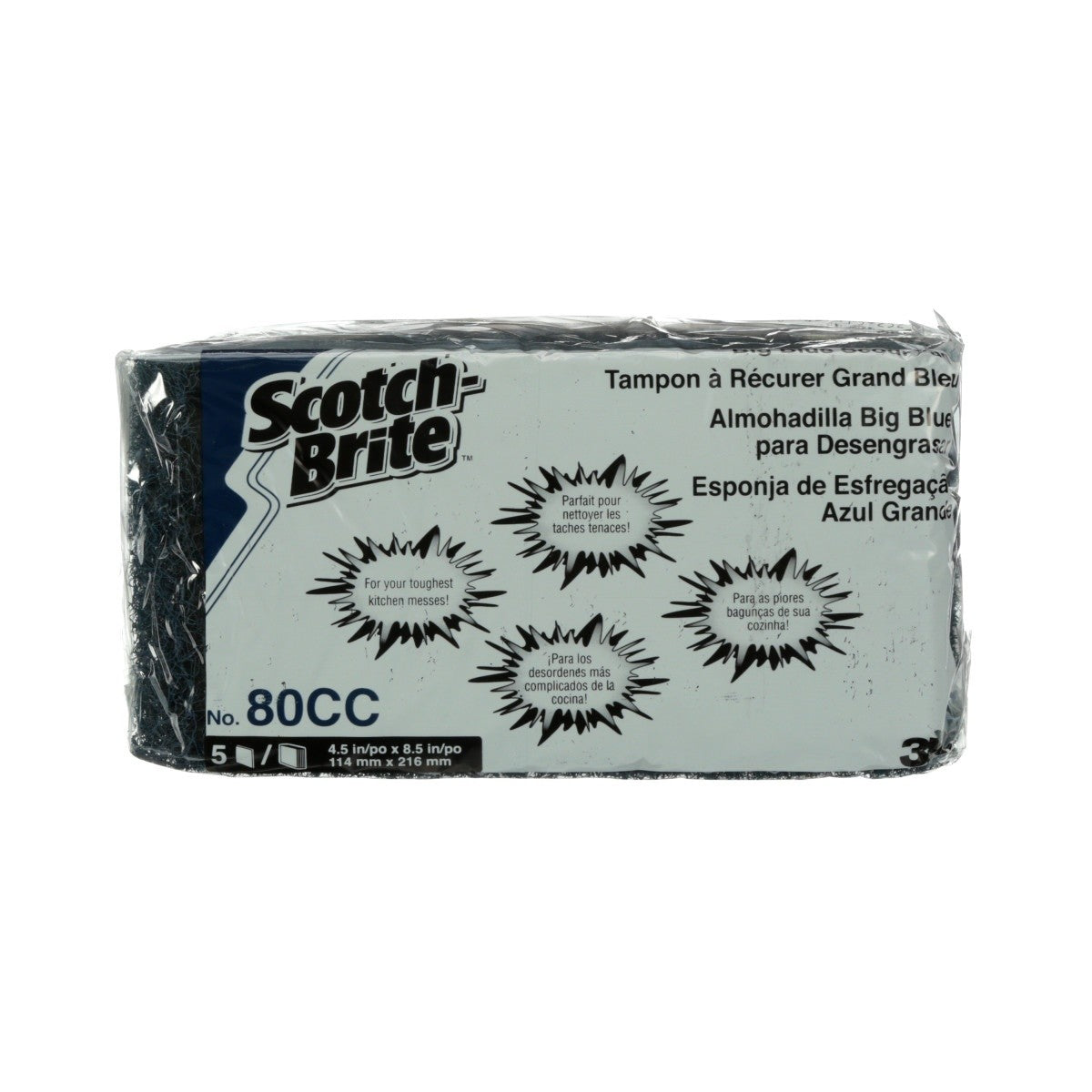3M Scotch-Brite Big Blue Scouring Pad, Heavy Duty Blue, 4-1/2 in x 8-1/2 in (7010029060) (20 Pack) - 2