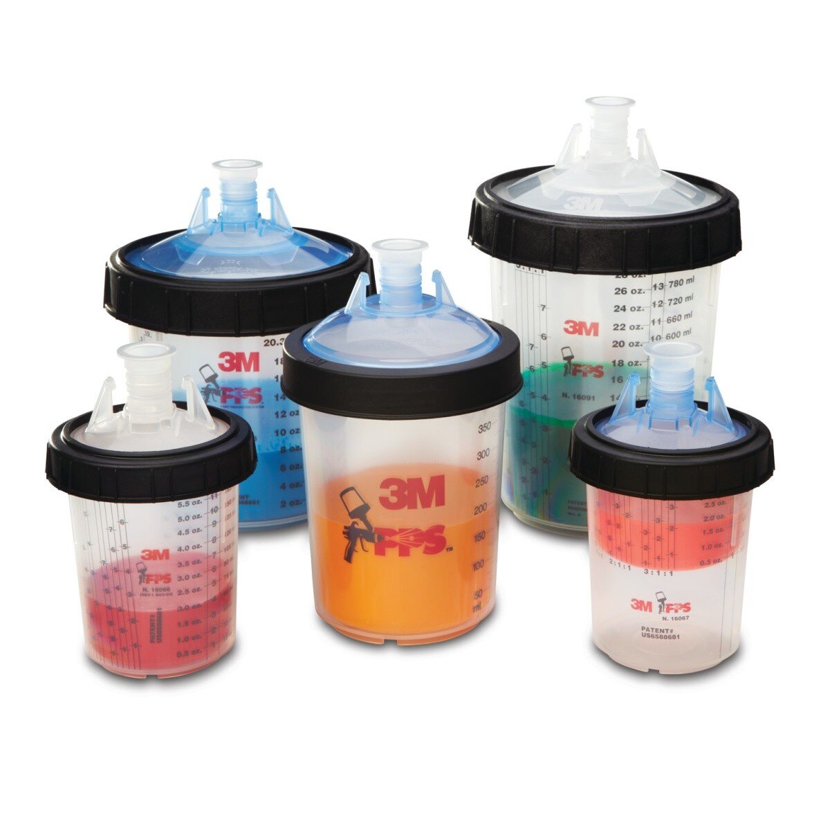 3M 16000 PPS Paint Spray Gun Cup Lid and Liner Kit, Standard 22 fl oz, 200 Micron Filter, 50 Lids and Liners, 20 Sealing Plugs (7010029840) - 5