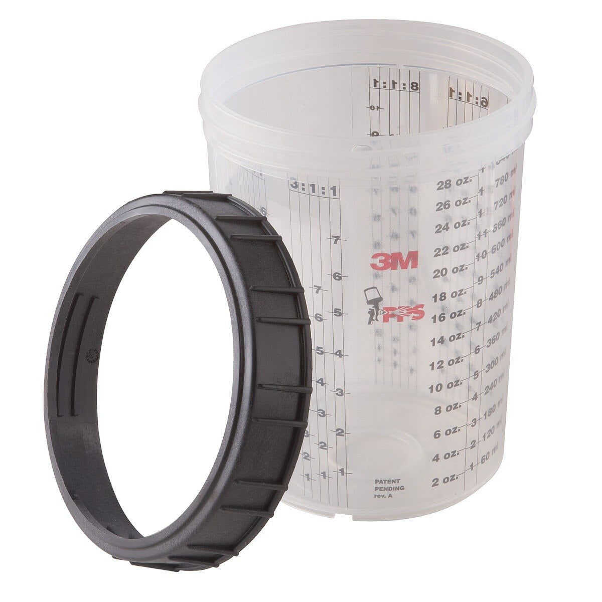 3M 16024 PPS Paint Spray Gun Cup Lid and Liner Kit, Large, 28 oz, 200 Micron Filter, 25 Lids and Liners, 10 Sealing Plugs (7010029843) - 3