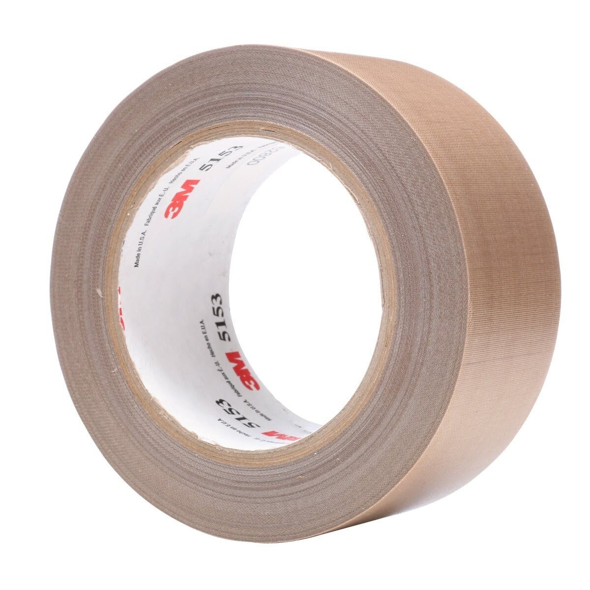 3M 45637 General Purpose PTFE Glass Cloth Tape, Silicone Adhesive, Light Brown, 2 in x 36 yd, 6.8 mil (5153) (7010292978) (24 Pack) - 2