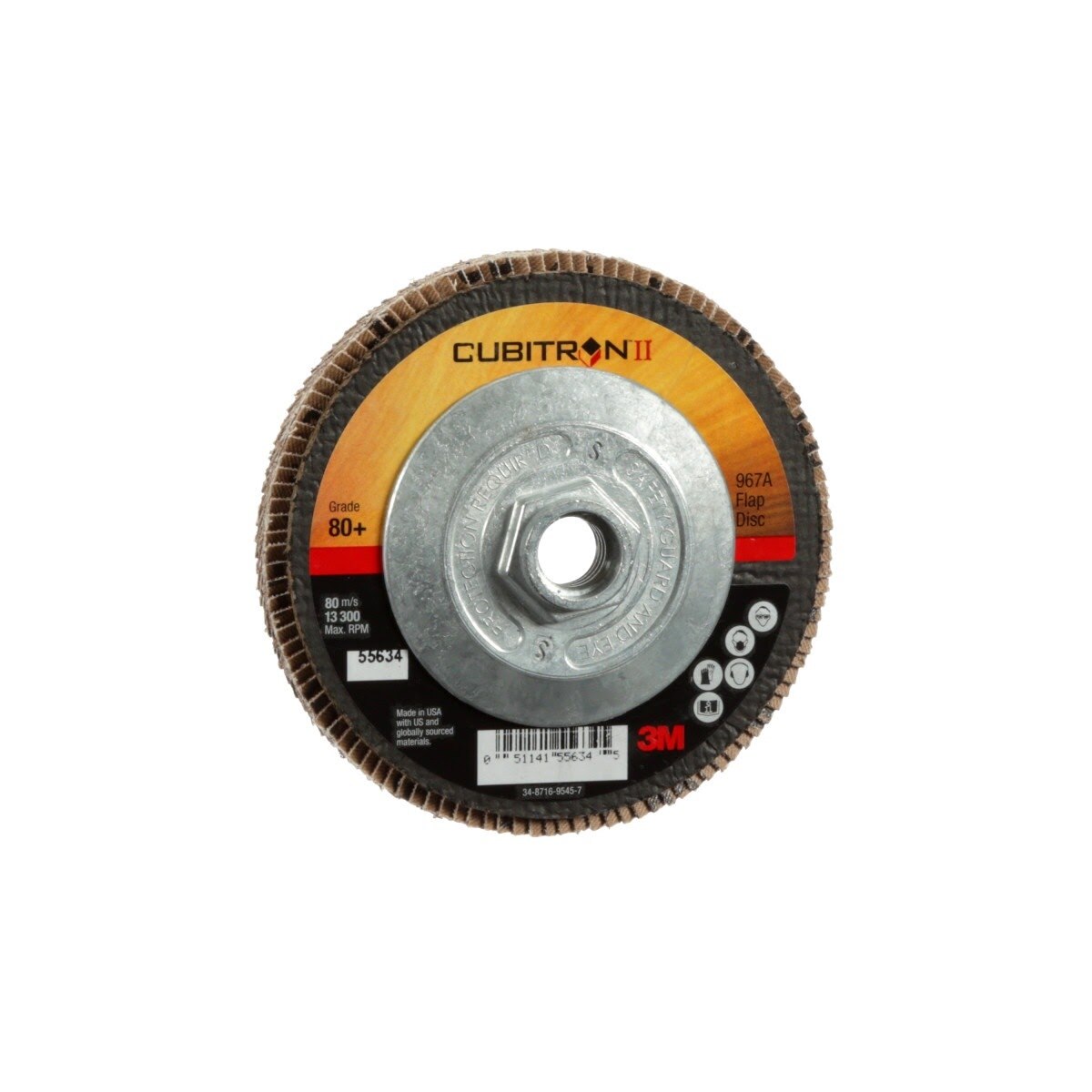 3M 967A Cubitron II Flap Disc, 80+, T27 Quick Change, 4-1/2 in x 5/8"-11, Giant (7010294535) (10 Pack)