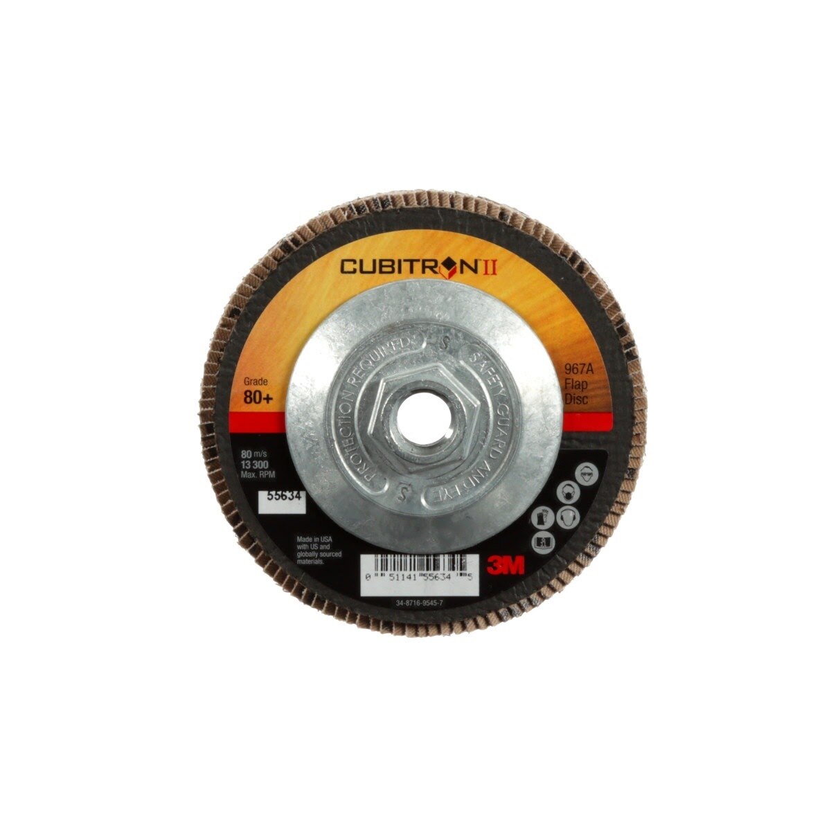 3M 967A Cubitron II Flap Disc, 80+, T27 Quick Change, 4-1/2 in x 5/8"-11, Giant (7010294535) (10 Pack) - 2