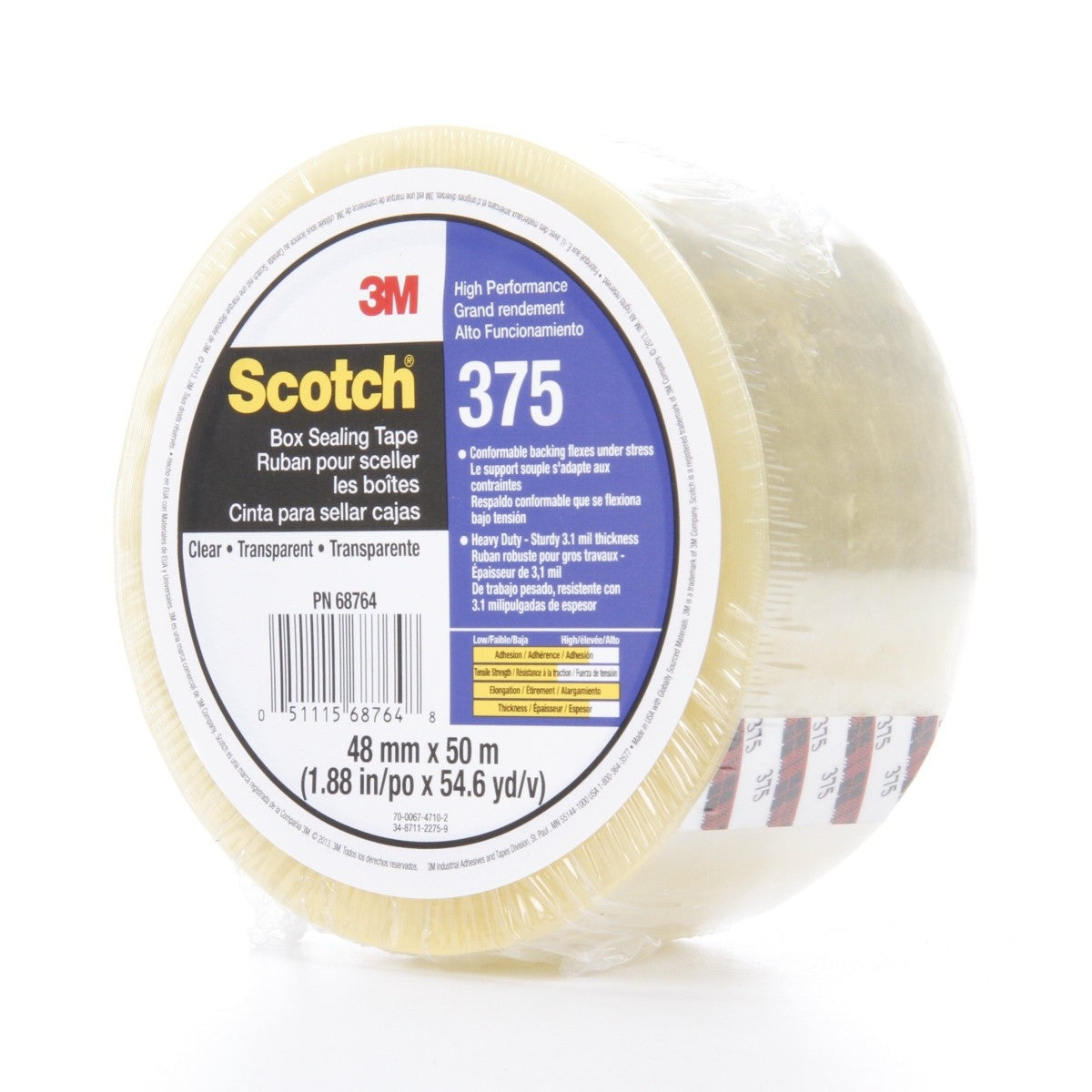 3M 375 Scotch Box Sealing Tape, Clear, 48 mm x 50 m (7010295456) (36 Pack) - 5