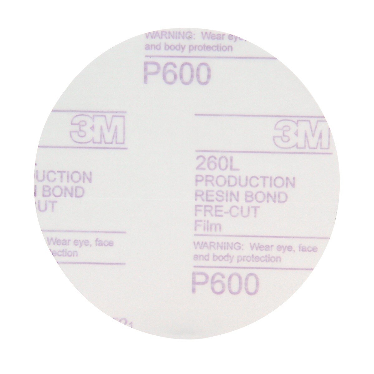 3M 260L 83678 Stikit Finishing Film Abrasive Disc, PSA, Aluminum Oxide P600, White, 5 in (7010298821) (4 Pack) - 2