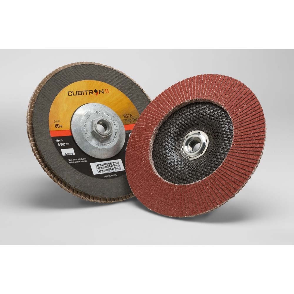 3M 967A Cubitron II Flap Disc , 60+, T29 Quick Change, 7 in x 5/8-11, Medium Pressure Applications, Light Deburring, Scale Removal, Oxide Removal, Surface Prep (7010300289) (5 Pack)
