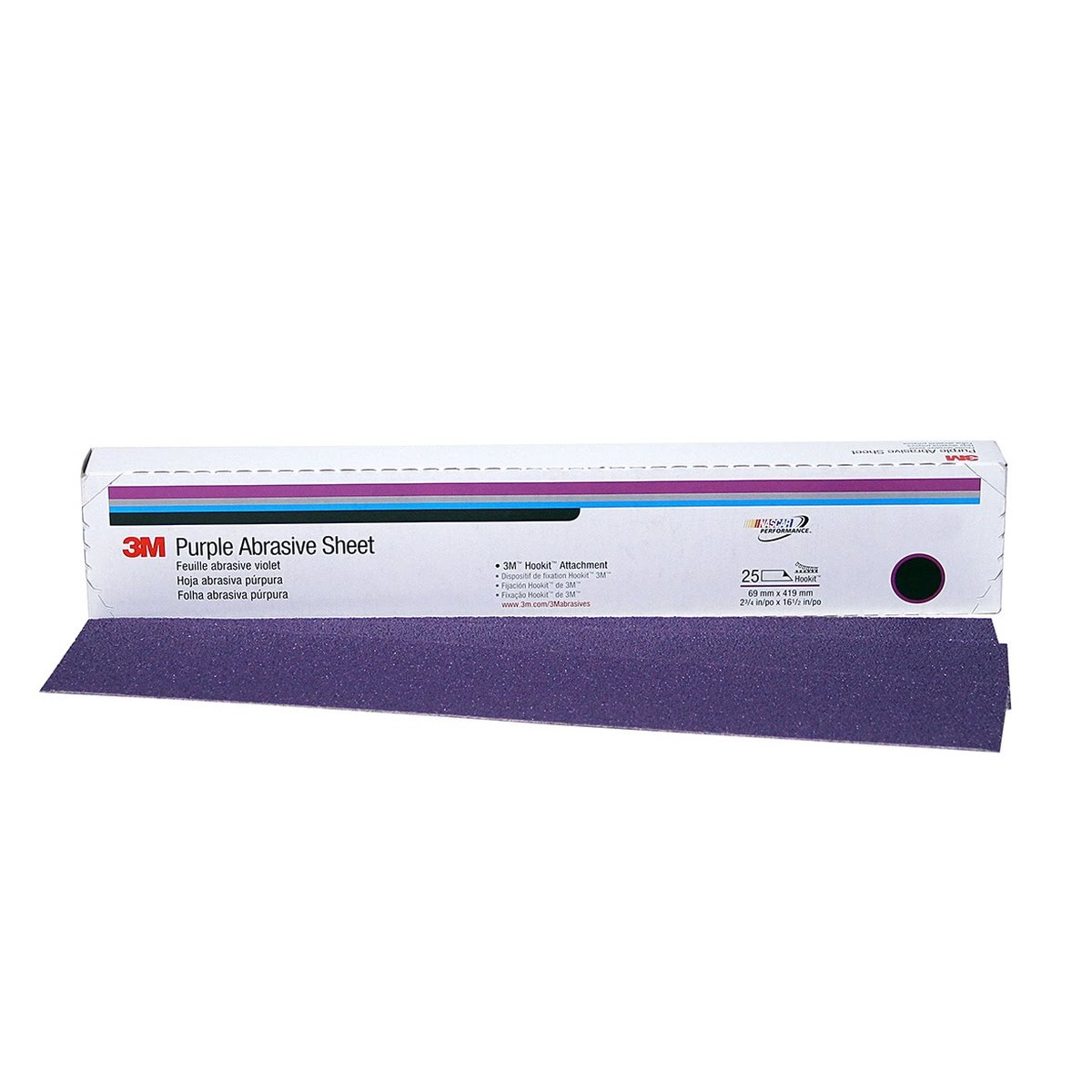 3M 740I 01794 Hookit Abrasive Sheet, Aluminum Oxide 36 Grit Purple, 2-3/4 in x 16-1/2 in (7010300647) (100 Pack) - 2