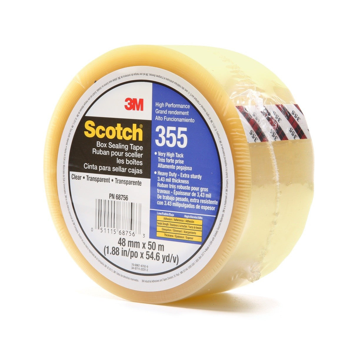 3M 355 Scotch Box Sealing Tape, Clear, 48 mm x 50 m, High Performance (7010302430) (36 Pack) - 2