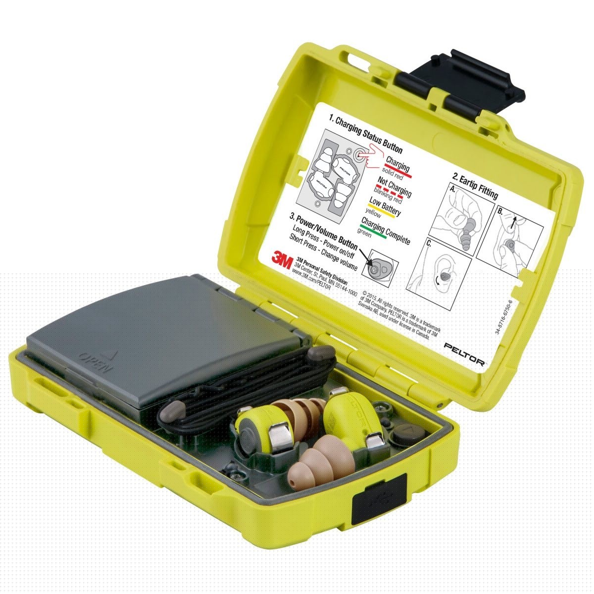 3M LEP-200 PELTOR Level Dependent Earplug Kit, Rechargeable Li-Ion, Micro USB, Yellow, NRR 31 dB (7010316631)