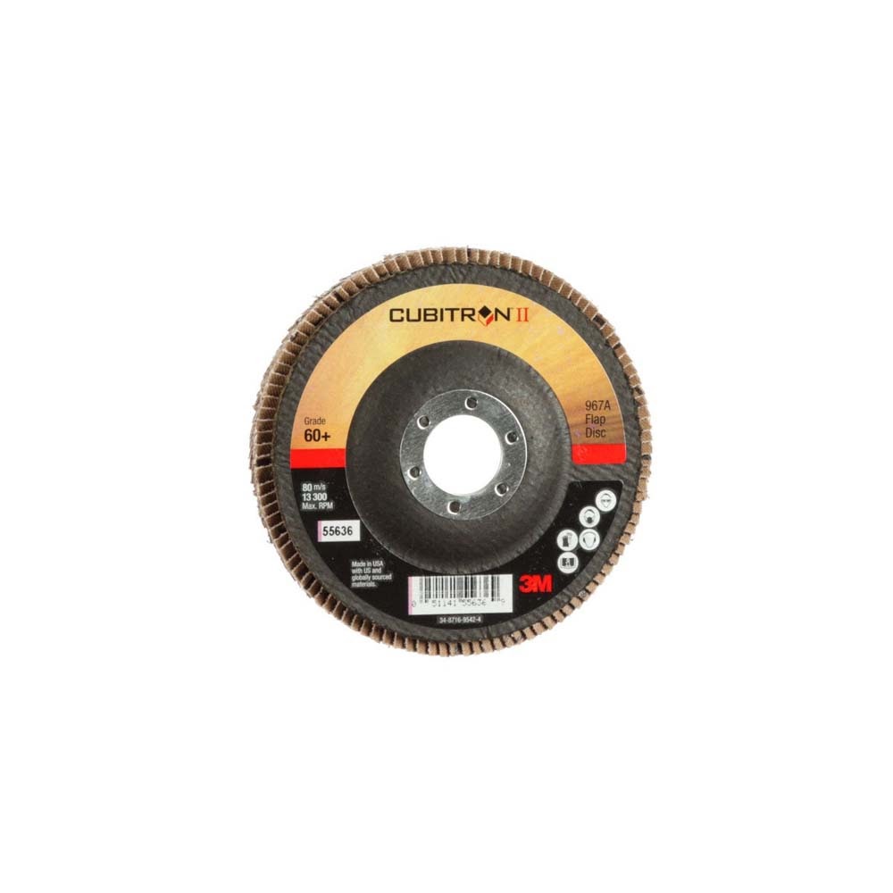3M 967A Cubitron II Flap Disc , 60+, T27, 4-1/2 in x 7/8 in, Giant (7010327062) (10 Pack)